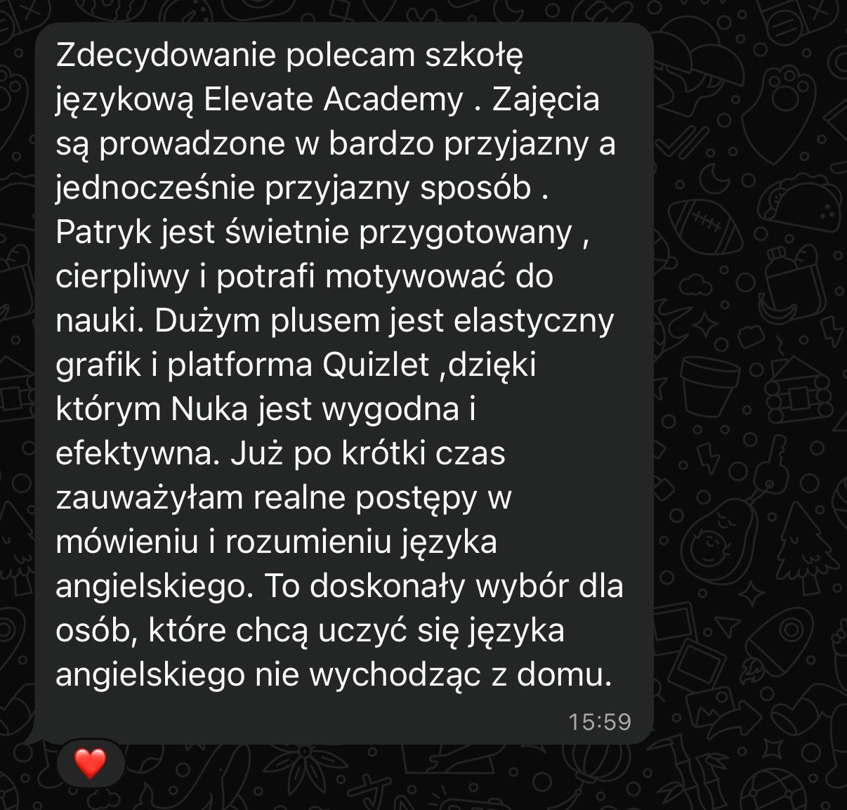 Polecenie kursantki: Patryk jest świetnie przygotowany i potrafi motywować